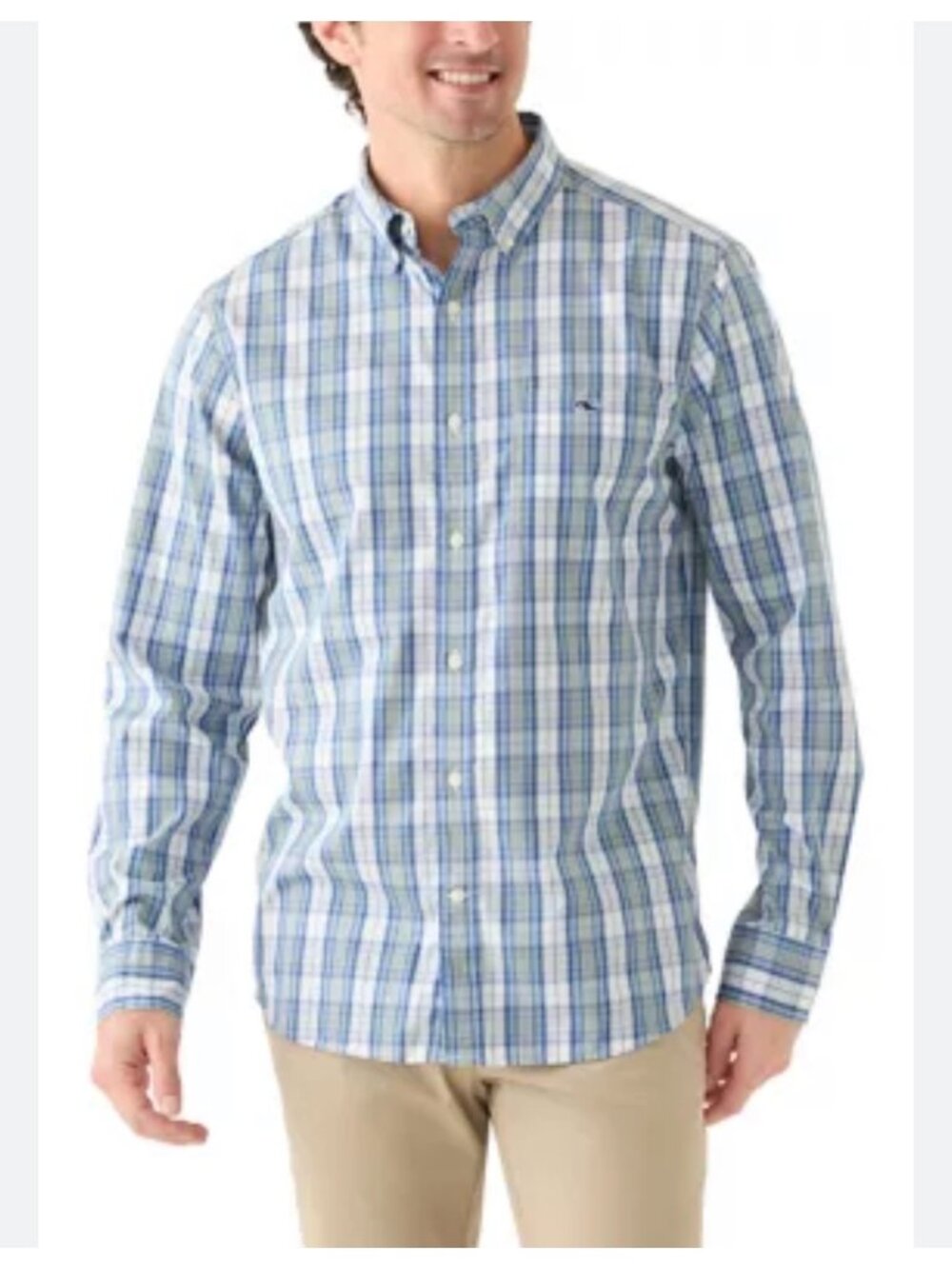 Vineyard Vines Mens Slim Fit Button Shirt XL Blue Plaid 100% Prima Cotton Preppy